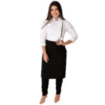 Conjunto Dólmã Cozinheiro Feminino de Zíper e Avental Saia Slim - Jaleca - Imagem 3