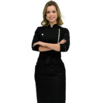 Conjunto Dólmã Cozinheiro Feminino de Zíper e Avental Saia Slim - Jaleca - Imagem 2