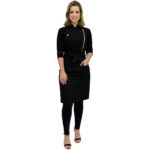 Conjunto Dólmã Cozinheiro Feminino de Zíper e Avental Saia Slim - Jaleca - Imagem 4
