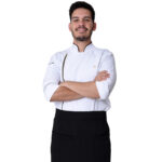 Conjunto Dólmã Cozinheiro Masculino de Zíper e Avental Saia Slim - Jaleca - Imagem 3