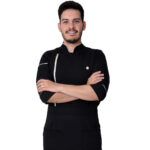 Conjunto Dólmã Cozinheiro Masculino de Zíper e Avental Saia Slim - Jaleca